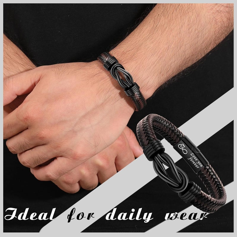 Btysun Valentines Day Gifts for Him Boyfriend Morse Code Bracelets for Men Husband Mens Bracelets Graduation Gifts for Him Fathers Day Adjustable Leather Bracelet Motivational Birthday Annivesary Jewelry Stocking Stuffers - Image 2